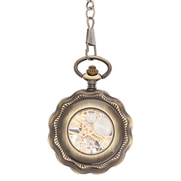 Brass Rose Petal Half Hunter Pocket Watch