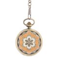 Orange And White Flower Burst Hunter Pocket Watch