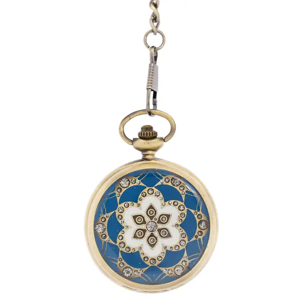 Hunter Pocket Watch Covered In Blue And Simulated Diamonds