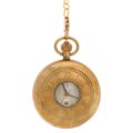 Classic Antique Finish Gold Half Hunter Pocket Watch