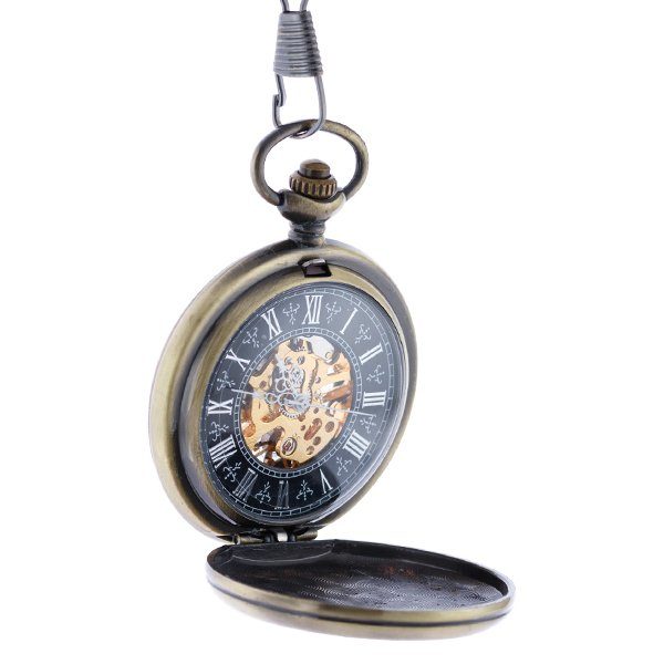 Oblique-14 Orange And White Flower Burst Hunter Pocket Watch