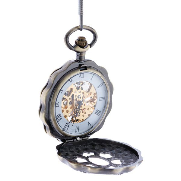 Brass Rose Petal Half Hunter Pocket Watch