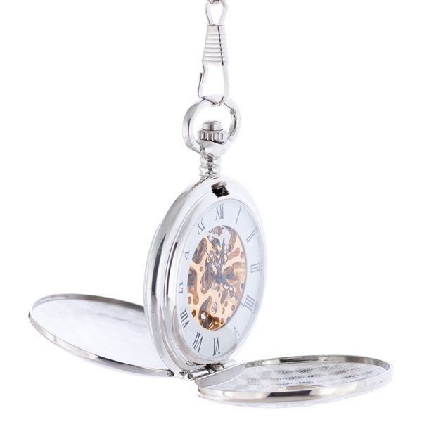 Oblique-7 Roman Numeral Half Hunter See-through Pocket Watch