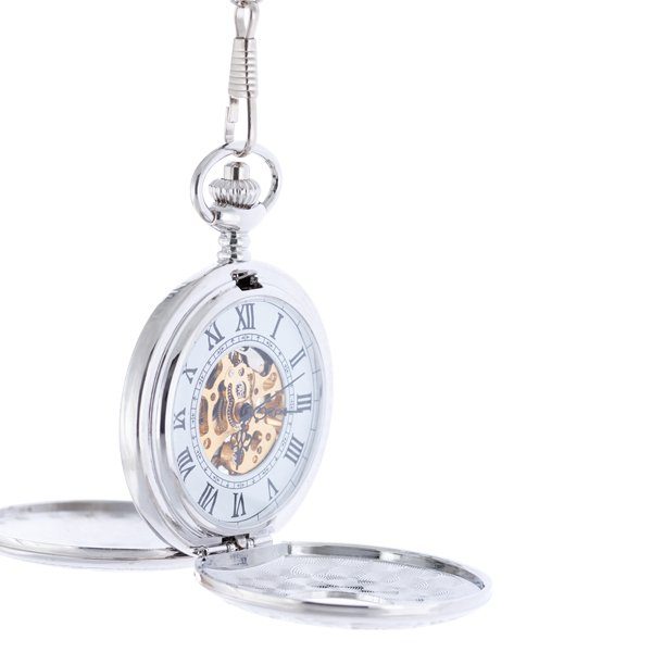 Oblique-88 Silver And Black Half Hunter Pocket Watch