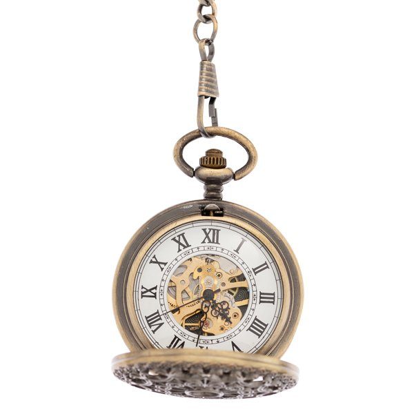 Open-1 Intricate Bronze Half Hunter Pocket Watch