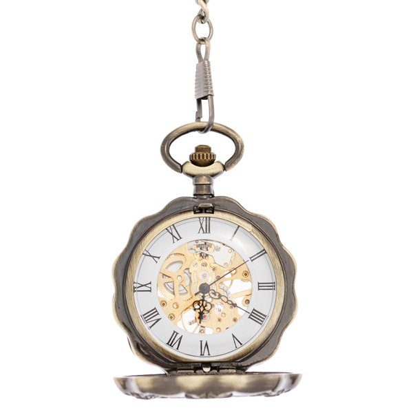 Brass Rose Petal Half Hunter Pocket Watch