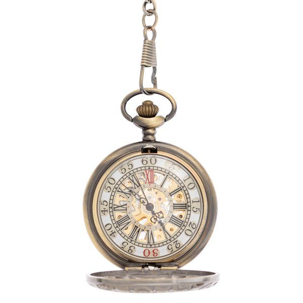Open-19 Geometric Flower Half Hunter Pocket Watch