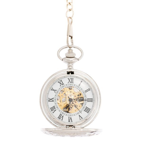 Open-88 Silver And Black Half Hunter Pocket Watch