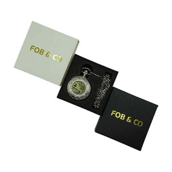 pocket-watch-packaging Intricate Bronze Half Hunter Pocket Watch