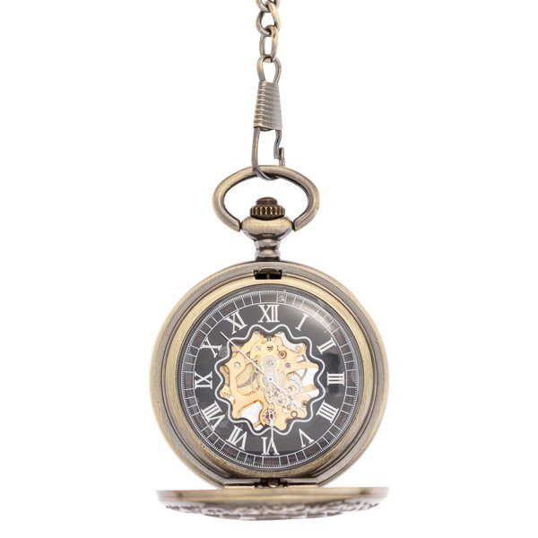 Open-61s Oval Centre Flower Half Hunter Pocket Watch