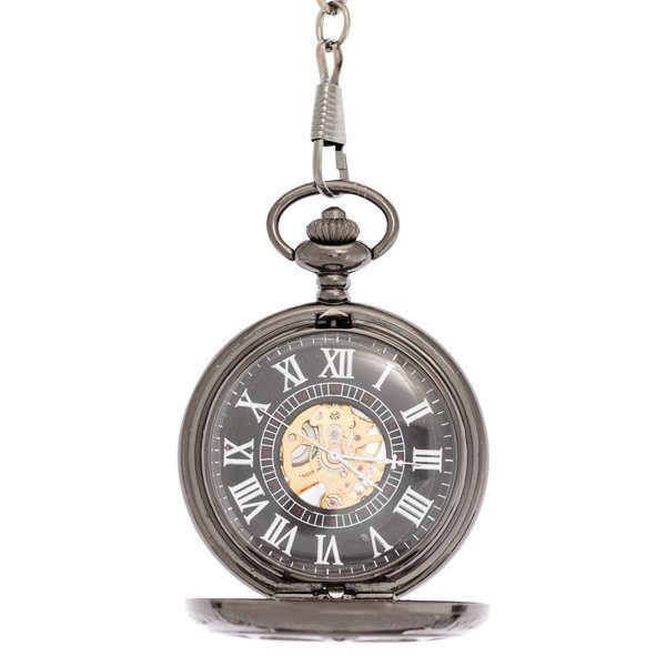 Black Daisy With Triangles Half Hunter Pocket Watch