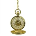 Polished Gold Roman Numeral Half Hunter Fob Watch