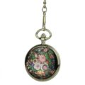 Glossy Black Rose Garden Hunter Pocket Watch