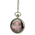 Glossy Black Rose Garden Hunter Pocket Watch