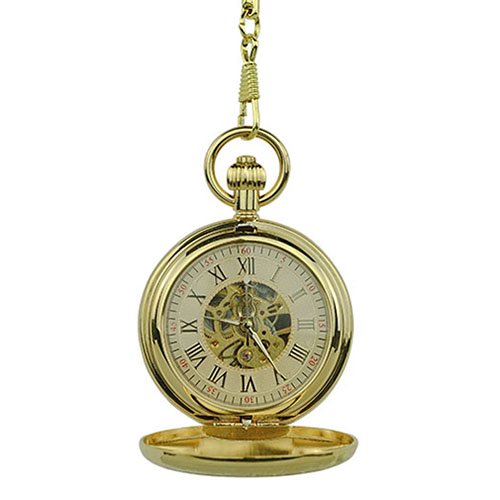 Gold Rope and Rose Hunter Pocket Watch