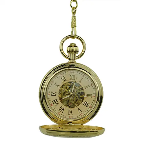 Gold Vintage Roman Numeral Hunter Pocket Watch