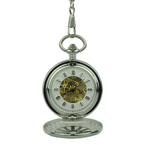 Silver Vintage Wheel Hunter Fob Watch