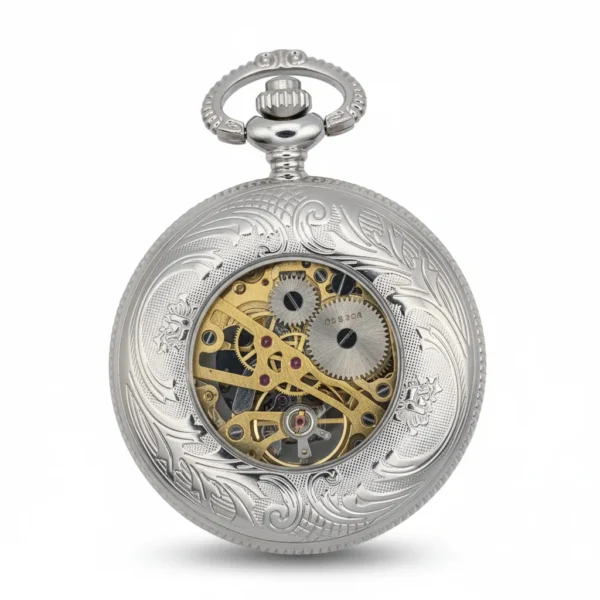 FAC-011-pocket-watch-3 Intricate Rose Half Hunter Pocket Watch