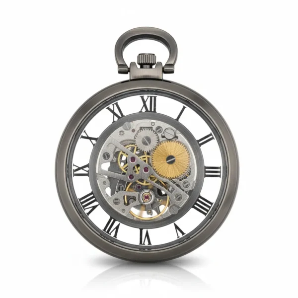 FAC-023-pocket-watch-2 Double Silver Roman Numeral Pocket Watch