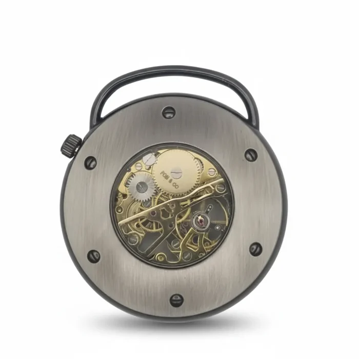 Leather Strap Skeleton Pocket Watch - Image 3