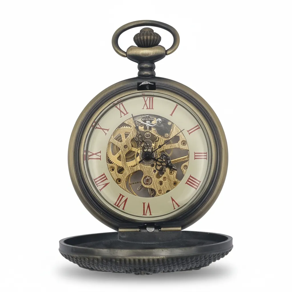 Brass Flower Half Hunter Pocket Watch - Image 2