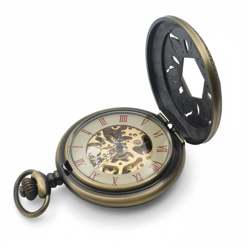 Brass Flower Half Hunter Pocket Watch - Image 3