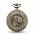 Brass Mini Heart See Through Half Hunter Pocket Watch