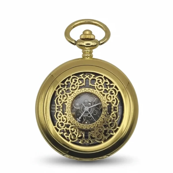 Gold Intricate Design Half Hunter Pocket Watch pocket watch