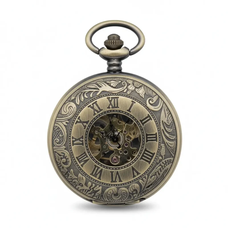 Dark Metal Rolling Half Hunter Pocket Watch
