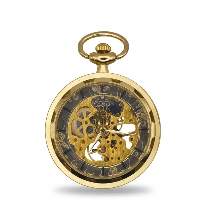 Black Spoked Gold Pocket Watch