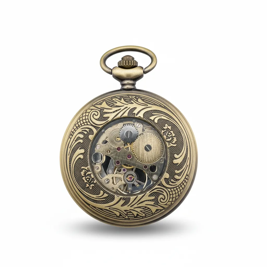 Orange And Brown Jewelled Hunter Pocket Watch - Image 4