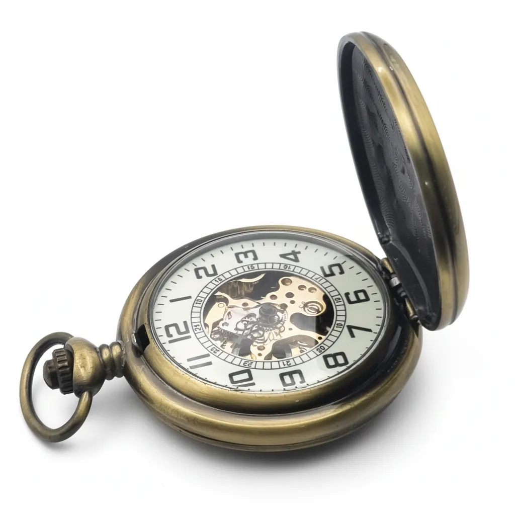 Orange And Brown Jewelled Hunter Pocket Watch - Image 3
