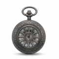 Dark Metal Wavy Daisy Half Hunter Pocket Watch pocket watch