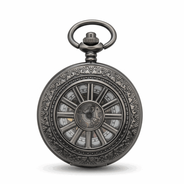Dark Metal Wavy Daisy Half Hunter Pocket Watch pocket watch