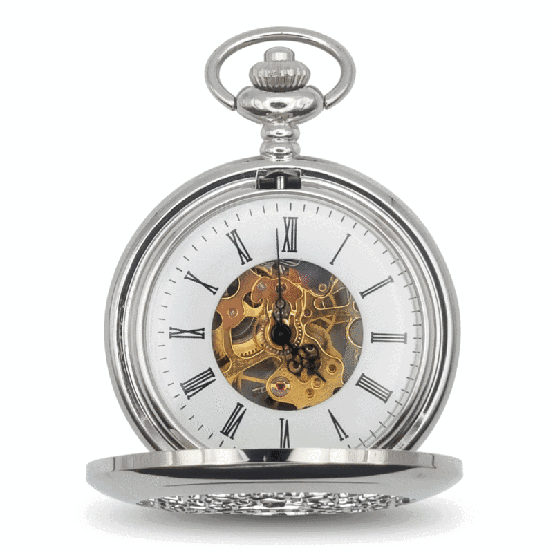 FAC-082-pocket-watch-3 Silver Ringlets All Over Half Hunter Pocket Watch