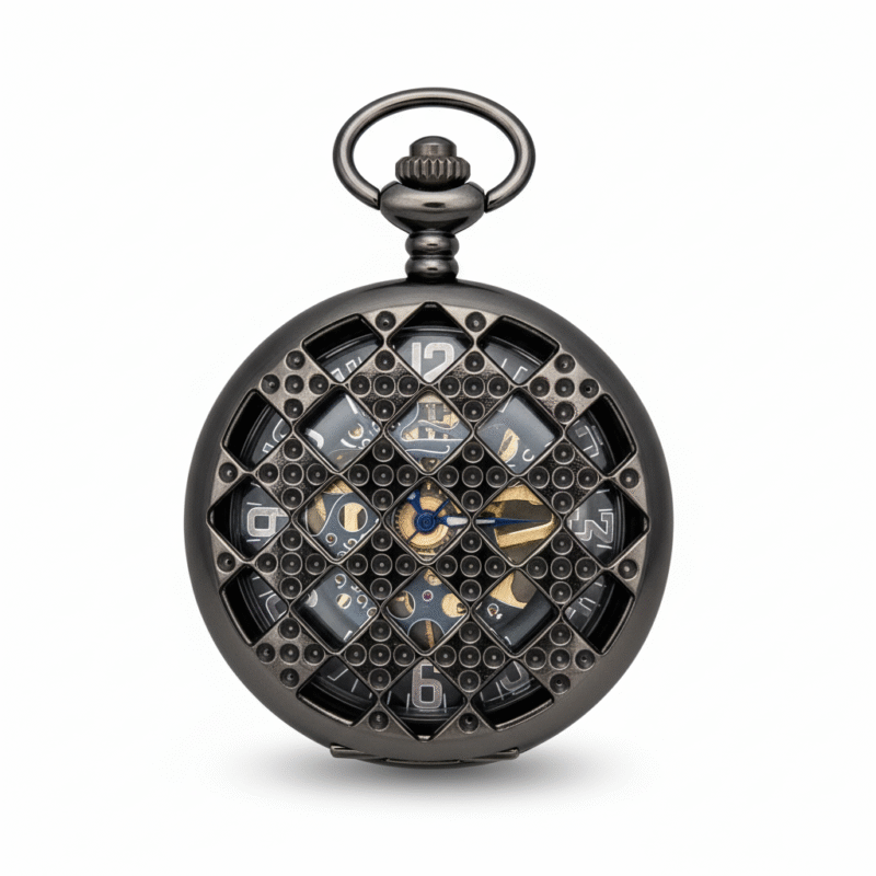 Checkered 5 Dice Half Hunter Pocket Watch
