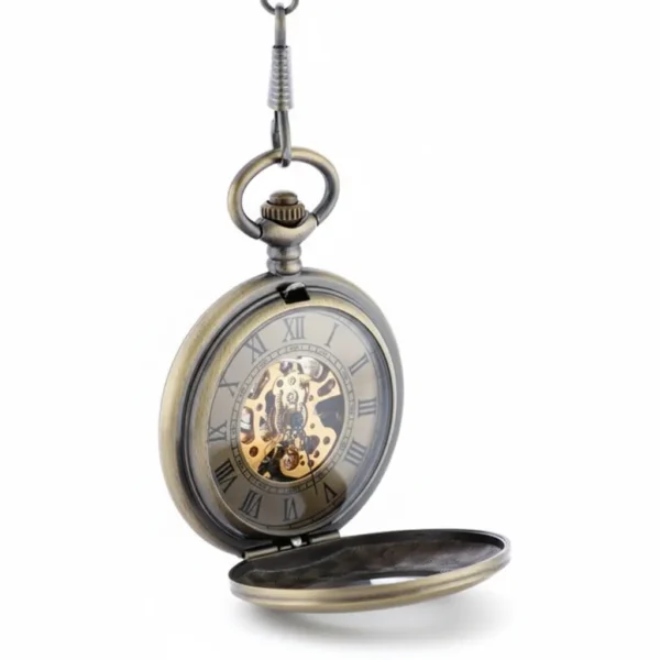 FAC-094-pocket-watch-1 Brass Doughnut Half Hunter Pocket Watch
