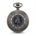 Wavy Black Half Hunter Pocket Watch With Blue pocket watch