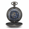 Wavy Black Half Hunter Pocket Watch With Blue