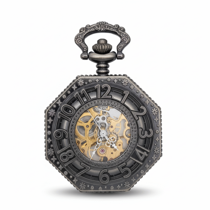 Black Octagon Half Hunter Pocket Watch