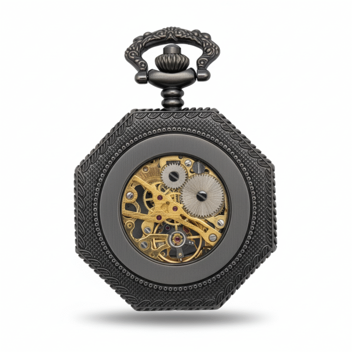 Black Octagon Half Hunter Pocket Watch - Image 4