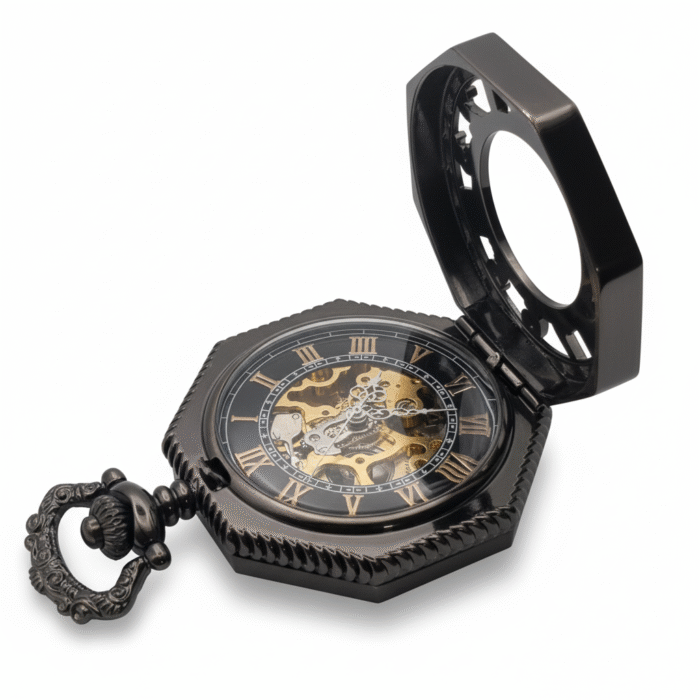 Black Octagon Half Hunter Pocket Watch - Image 3