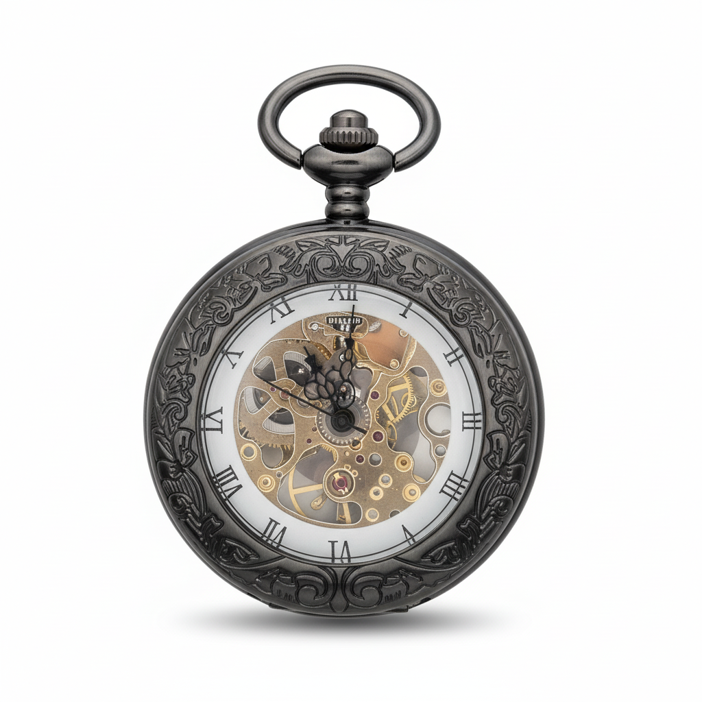 Black Low Profile Tire Half Hunter Pocket Watch