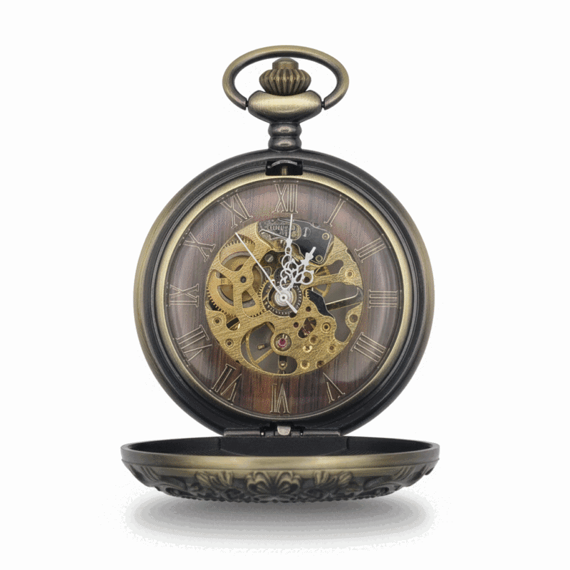 FAC-114-pocket-watch-3 Antique Brass Half Hunter Fob Watch