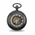 Polished Black Roman Numeral Half Hunter Fob Watch pocket watch