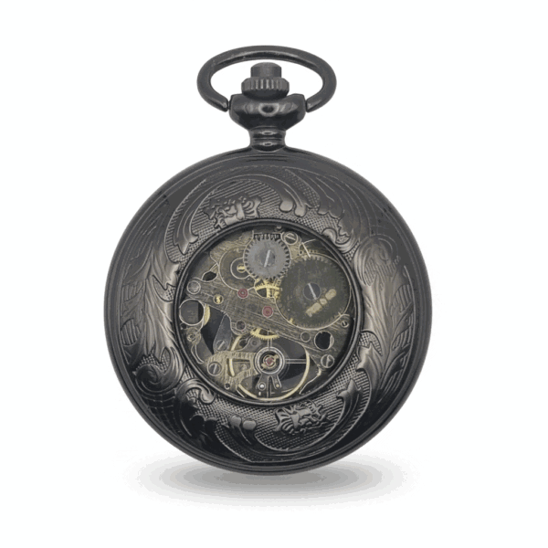 FAC-132-pocket-watch-2 Black Sunspear Demi Hunter Fob Watch