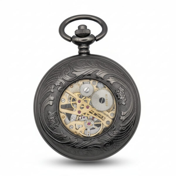 FAC124-pocket-watch-2 Black Pocket Watch