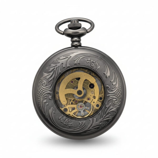 FAC142-pocket-watch-2 Black Pocket Watch