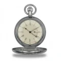 Polished Silver Locomotive Hunter Pocket Watch