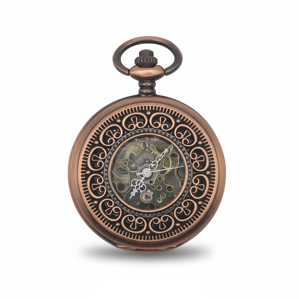 Bronze Greek Symbol Half Hunter Pocket Watch